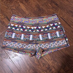 Multicolor Geometric High Waist Women Shorts